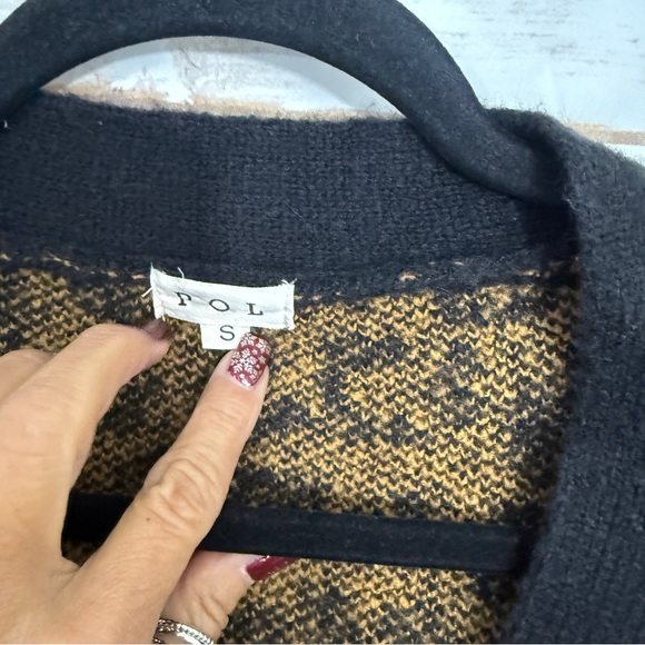 POL Black Brown Animal Print Chunky Cardigan Sweater - Picture 4 of 6
